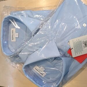Tommy John Set of 2 Classic Fit Stay Tucked Dress Shirts Skyway Blue 17 32/33 XL